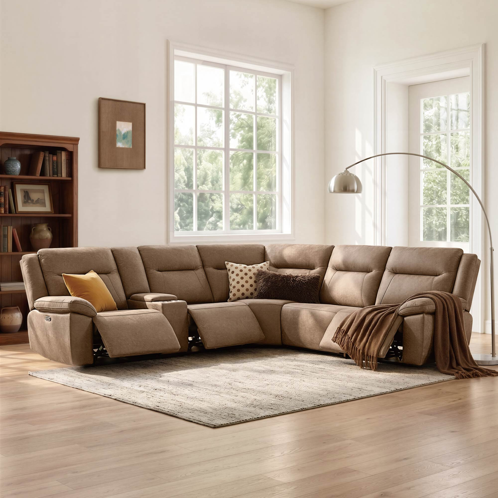 Hokku Designs Jagger Velvet Power Reclining Sectional with USB